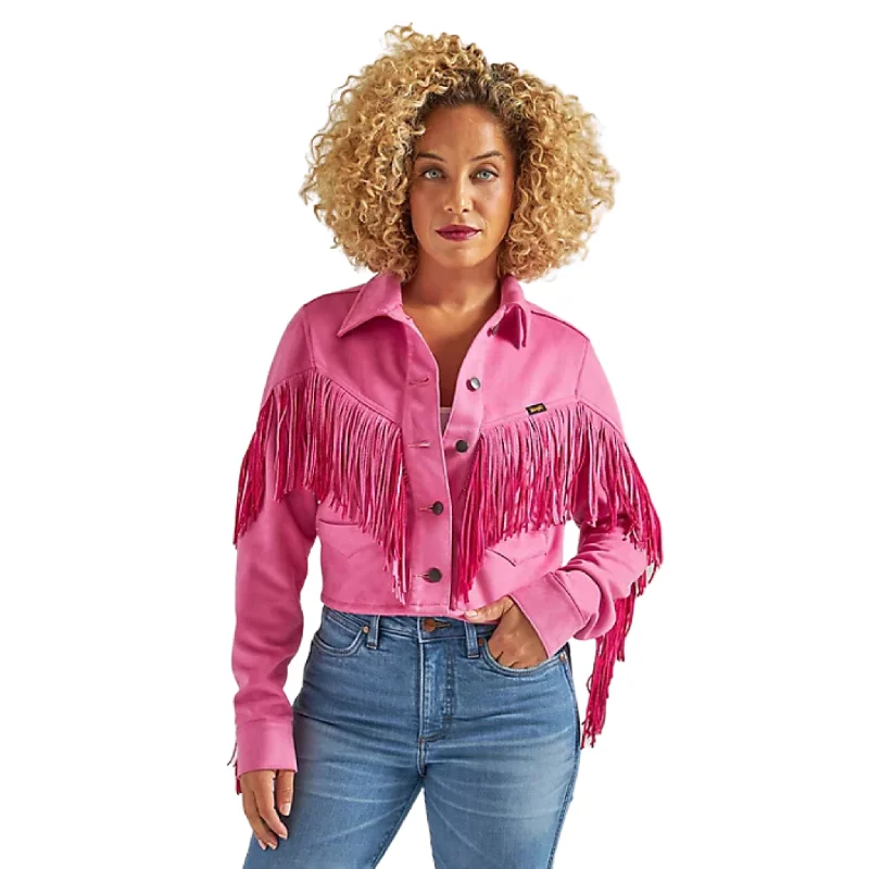 WRANGLER WOMEN'S RETRO CROP FRINGE JACKET - 112342643 Wool Fabric Cashmere Fabric Tweed Fabric WRANGLER WOMEN'S RETRO CROP FRINGE JACKET - 112342643 Wool Fabric Cashmere Fabric Tweed Fabric