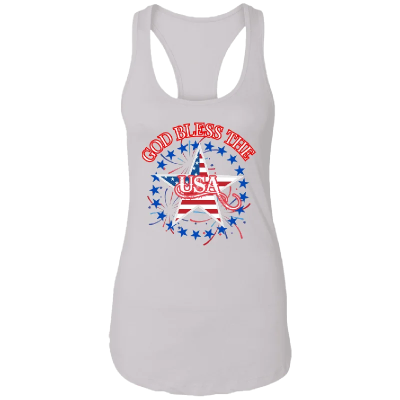 Ladies  Racerback Tank | God Bless The USA crossback tank top
