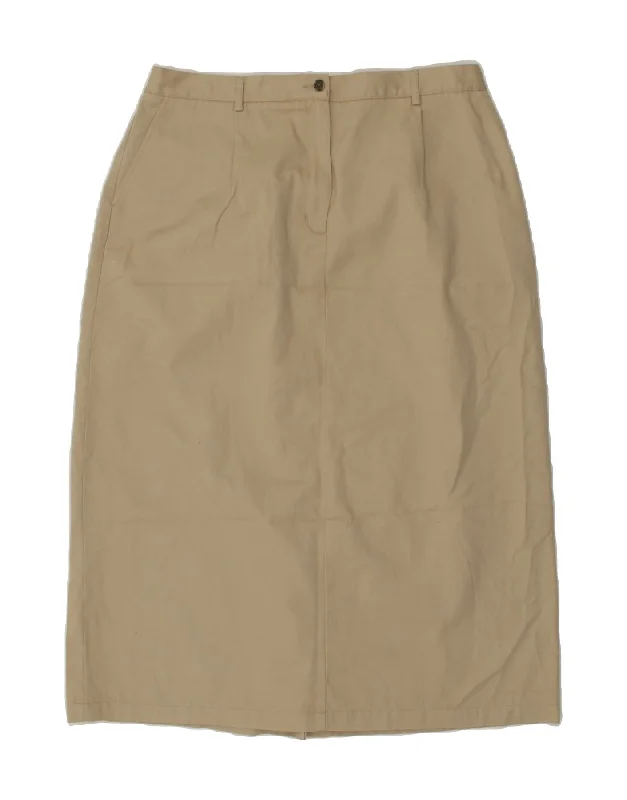 L.L.BEAN Womens Midi Skirt US 20 3XL W38  Beige Cotton leather skirt sleek