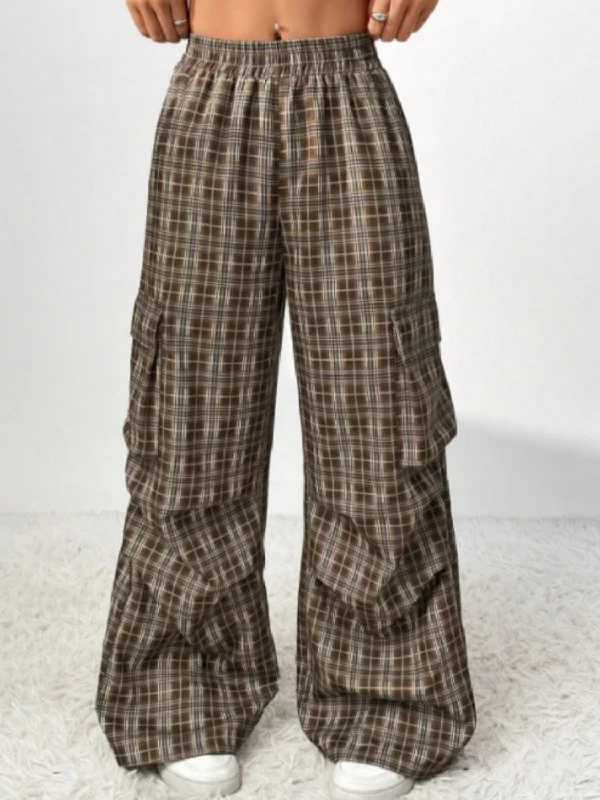 Hazel Blues® |  Plaid Wide Leg Pants with Pockets Cozy Lounge Pants