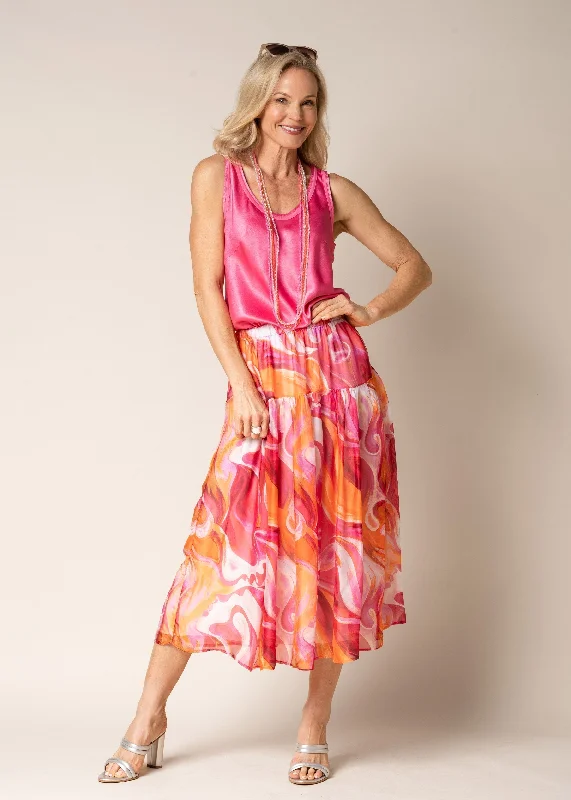 Dundi Silk Skirt in Raspberry Sorbet lace skirt intricate