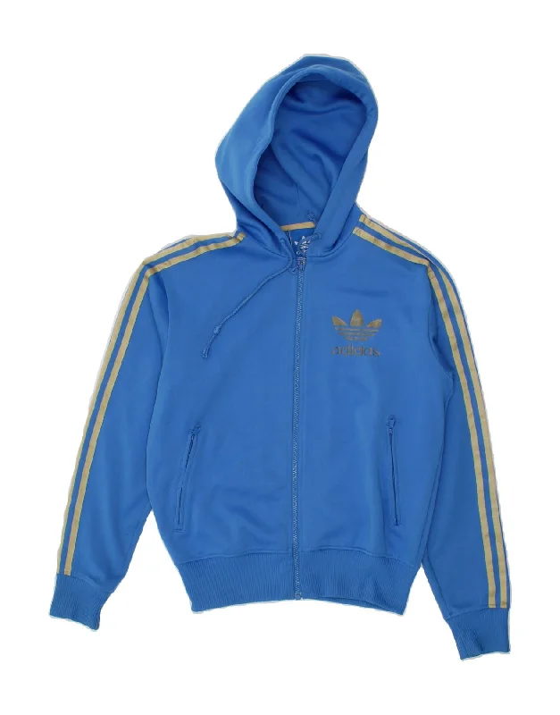 ADIDAS Womens Zip Hoodie Sweater UK 10 Small Blue Polyester High Neck Crew Neck V-Neck ADIDAS Womens Zip Hoodie Sweater UK 10 Small Blue Polyester High Neck Crew Neck V-Neck