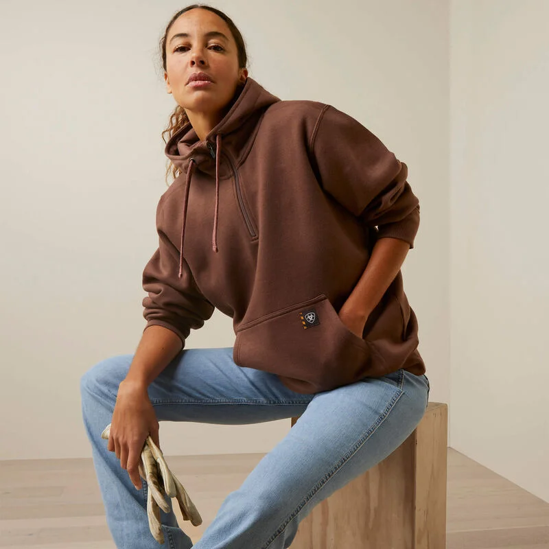 Peppercorn Rebar 1/2 Zip Hoodie Hoodie with Ribbed Neckline Snug Warm