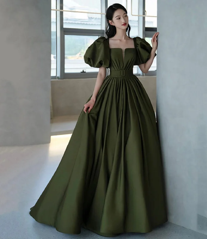 Green Satin Long Prom Dress , New Arrival Evening Dress C1825