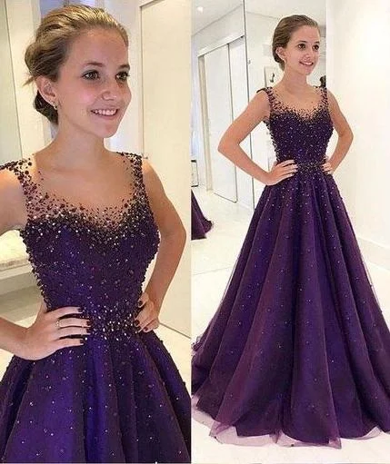Purple Prom Dress ,Evening Dress ,Winter Formal Dress, Pageant Dance Dresses, Graduation School Party Gown C1741