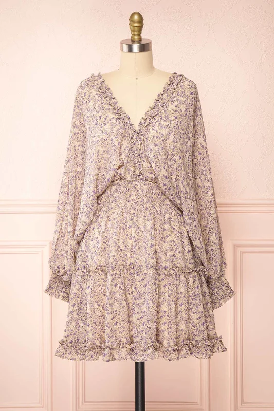 Artem Blue | V-Neck Floral Dress