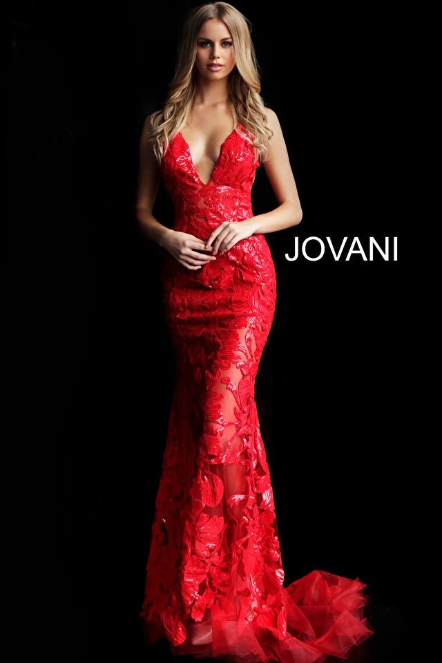 Jovani 60283 Jovani Pink V Neck Prom Dress