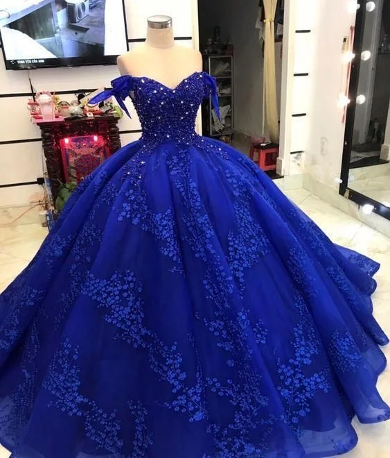 Long blue ball gown evening Dress Prom Dress C1844
