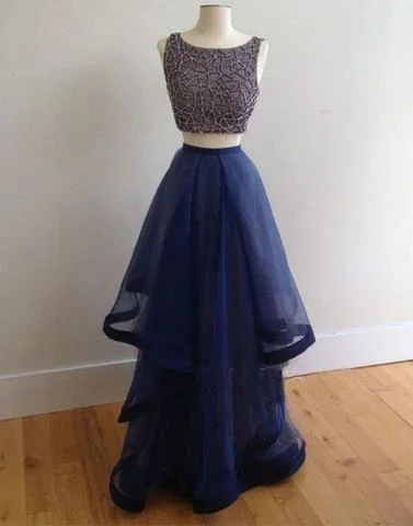 blue two pieces beaded top prom dress  cg8554