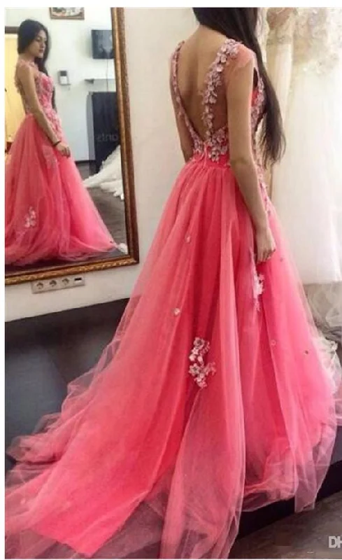 New Fashion V Back Backless Evening Dress, Sexy Tulle Long Prom Dress with Appliques cg8449 New Fashion V Back Backless Evening Dress, Sexy Tulle Long Prom Dress with Appliques cg8449
