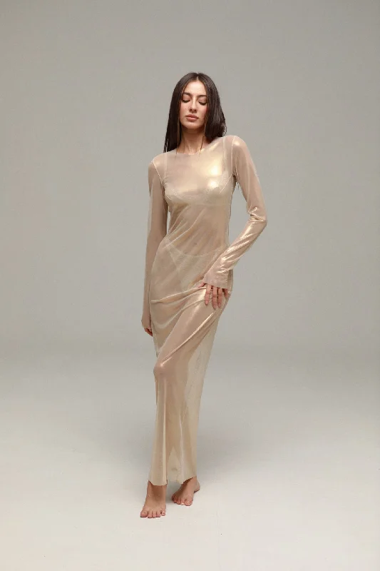 Tefia gold long dress