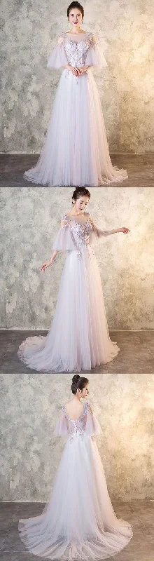 Cute tulle lace long prom dress, evening dress  cg8647