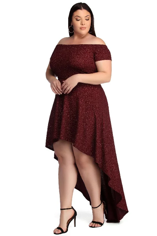 Plus Penelope Glitter Charming Formal High Low Dress