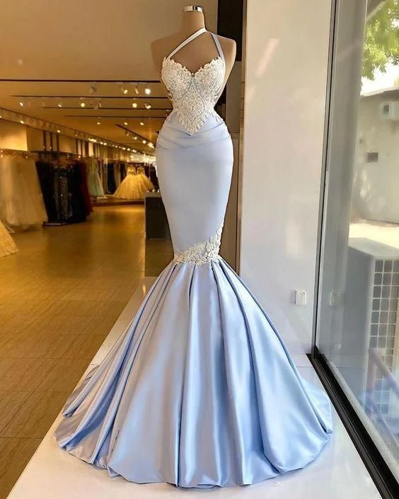 Blue Long Sexy Prom Dress Mermaid Evening Gown C1541