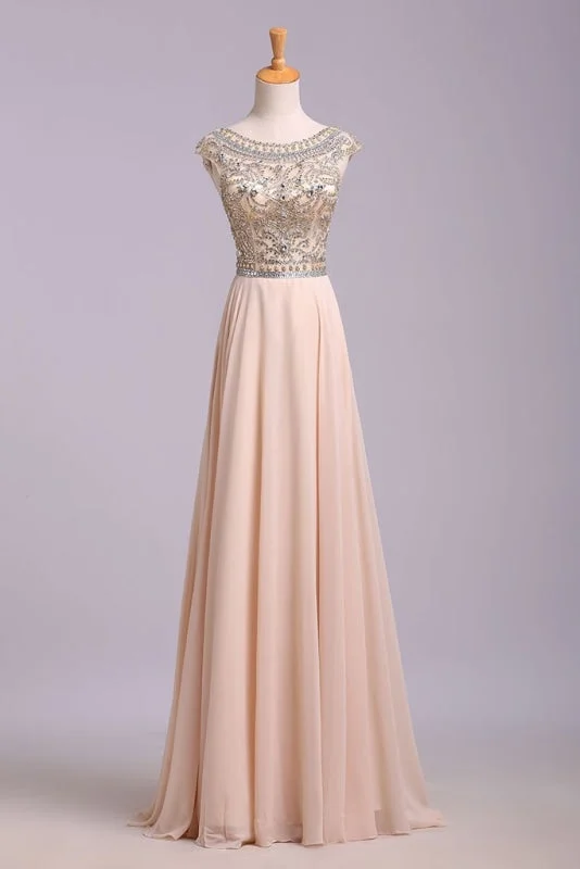 A Line Floor Length Scoop Chiffon Prom Dress Beading Long Evening Dresses Tunics Party sparkling A Line Floor Length Scoop Chiffon Prom Dress Beading Long Evening Dresses Tunics Party sparkling