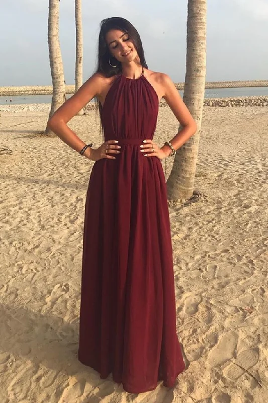 A Line Halter Neck Burgundy Long Prom Dress, Halter Neck Burgundy Formal Graduation Evening Dress, Burgundy Bridesmaid Dress cg13229 Tunics New arrival A Line Halter Neck Burgundy Long Prom Dress, Halter Neck Burgundy Formal Graduation Evening Dress, Burgundy Bridesmaid Dress cg13229 Tunics New arrival