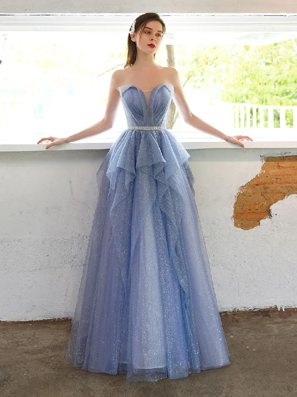 A-line Tulle Sequin Long Prom Dress, Tulle Sequin Long Evening Dress Tunics Occasion special A-line Tulle Sequin Long Prom Dress, Tulle Sequin Long Evening Dress Tunics Occasion special