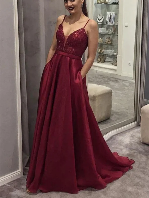 A Line V Neck Burgundy Sequins Long Prom Dresses with Pockets, V Neck Burgundy Sequins Long Formal Graduation Evening Dresses Tunics Chic elegant A Line V Neck Burgundy Sequins Long Prom Dresses with Pockets, V Neck Burgundy Sequins Long Formal Graduation Evening Dresses Tunics Chic elegant