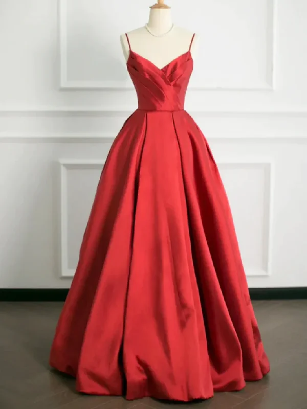 A Line V Neck Open Back Red Satin Long Prom Dresses, V Neck Backless Red Satin Long Formal Graduation Evening Dresses Tunics Corduroy durable A Line V Neck Open Back Red Satin Long Prom Dresses, V Neck Backless Red Satin Long Formal Graduation Evening Dresses Tunics Corduroy durable