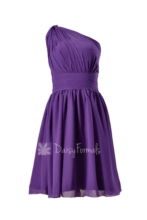 Amethyst Mesth One-Shoulder Chiffon Party Dress Regency Purple Short Bridesmaid Dress(BM837) Tunics Polka dots Amethyst Mesth One-Shoulder Chiffon Party Dress Regency Purple Short Bridesmaid Dress(BM837) Tunics Polka dots