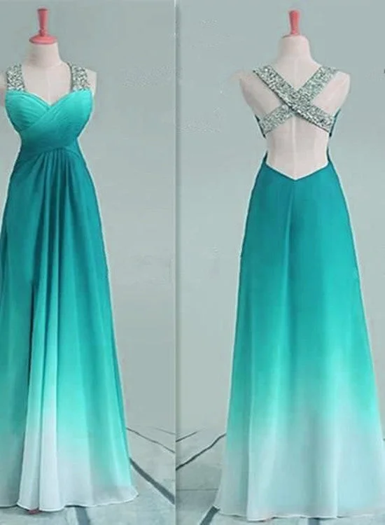 Beautiful Chiffon Sequins Gradient Long Party Dress, Prom Dress Glittery Long Formal Beautiful Chiffon Sequins Gradient Long Party Dress, Prom Dress Glittery Long Formal