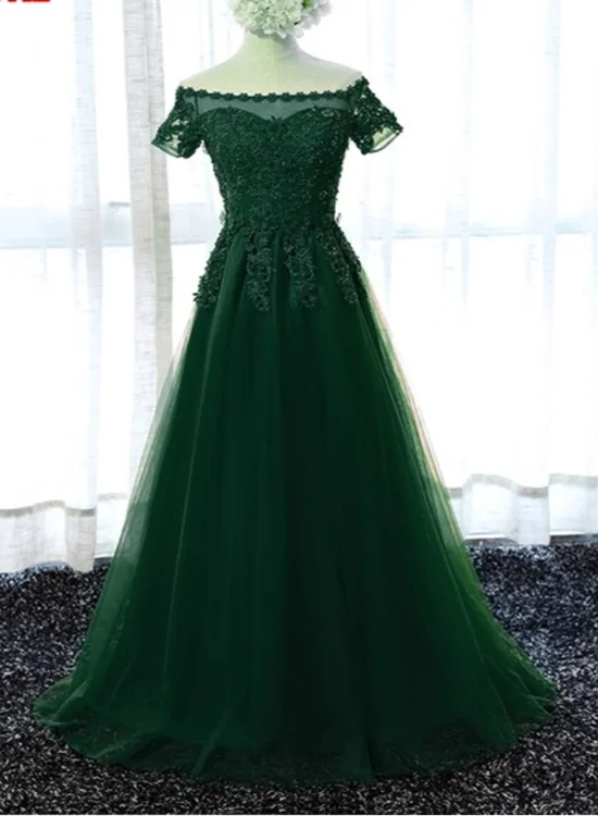 Beautiful Dark Green Short Sleeves Floor Length Party Dress , Prom Dress Tunics Hiking breathable Beautiful Dark Green Short Sleeves Floor Length Party Dress , Prom Dress Tunics Hiking breathable
