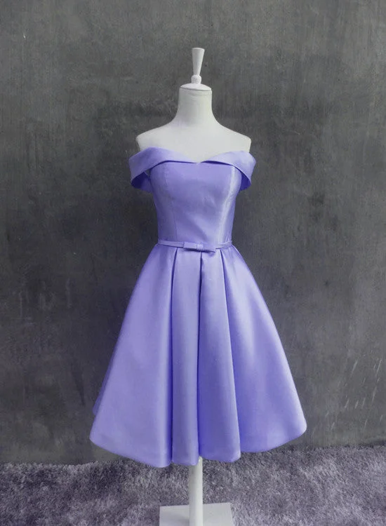Beautiful Light Purple Short Satin Party Dress , Purple Homecoming Dress Tunics Practical durable Beautiful Light Purple Short Satin Party Dress , Purple Homecoming Dress Tunics Practical durable