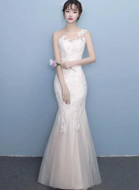 Beautiful Mermaid Tulle with Applique Round Neckline Long Evening Dress, Mermaid Lace Formal Dress Tunics Favorite customer Beautiful Mermaid Tulle with Applique Round Neckline Long Evening Dress, Mermaid Lace Formal Dress Tunics Favorite customer