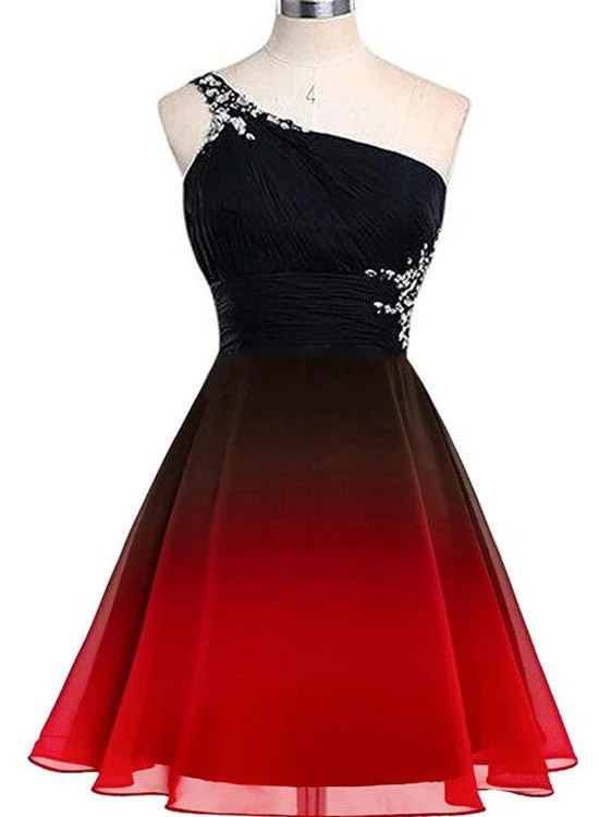 Beautiful One Shoulder Gradient Beaded Short Party Dress, Homecoming Dresses , Formal Dress Tunics Handmade artisanal Beautiful One Shoulder Gradient Beaded Short Party Dress, Homecoming Dresses , Formal Dress Tunics Handmade artisanal