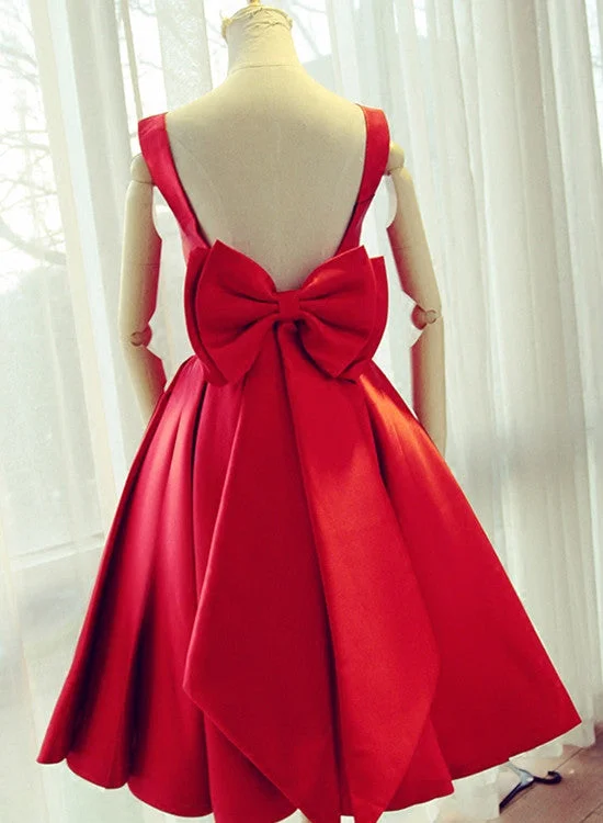 Beautiful Satin Red Party Dress, Short Homecoming Formal Dress, Prom Dresses Tunics Vintage classic Beautiful Satin Red Party Dress, Short Homecoming Formal Dress, Prom Dresses Tunics Vintage classic
