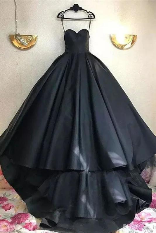 Black Sweetheart Prom with Train Charming Long Ruched Evening Dress Peplum Ruffle Cocktail Black Sweetheart Prom with Train Charming Long Ruched Evening Dress Peplum Ruffle Cocktail