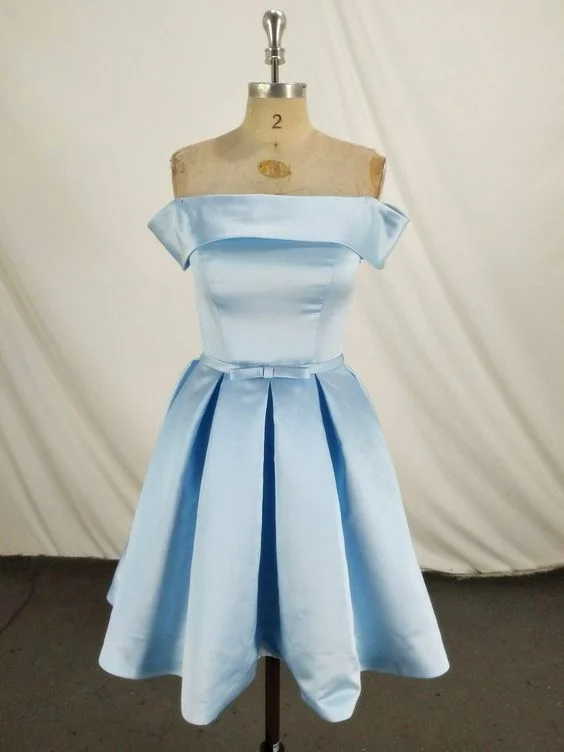 Charming Light Blue Off the Shoulder Knee Length Bridesmaid Dress, Party Dress Homecoming Dress cg12261 Tunics Luxurious premium Charming Light Blue Off the Shoulder Knee Length Bridesmaid Dress, Party Dress Homecoming Dress cg12261 Tunics Luxurious premium