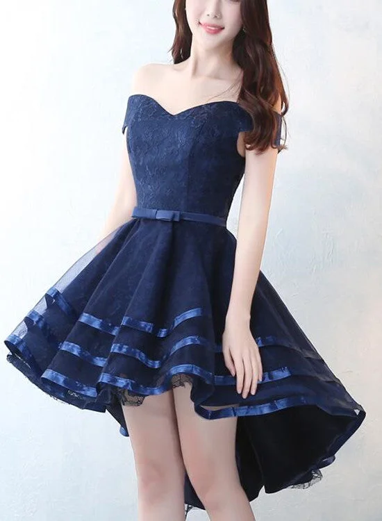 Charming Navy Blue Sweetheart High Low Party Dress, Lace-up Formal Dress Tunics Review highly Charming Navy Blue Sweetheart High Low Party Dress, Lace-up Formal Dress Tunics Review highly
