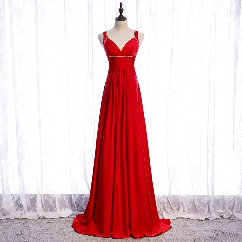 Chic Red Satin Beaded Floor Length Long Party Dress, Red Formal Dress 2021 Prom Dresses Bridesmaid Dress cg16389 Tunics Running lightweight Chic Red Satin Beaded Floor Length Long Party Dress, Red Formal Dress 2021 Prom Dresses Bridesmaid Dress cg16389 Tunics Running lightweight