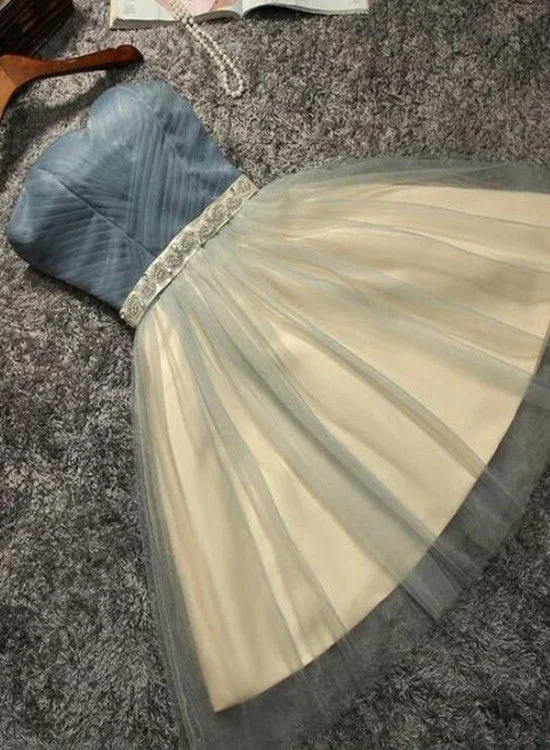 Cute Knee Length Sweetheart Tulle Party Dress with Belt, Cute Formal Dresses Tunics Office stylish Cute Knee Length Sweetheart Tulle Party Dress with Belt, Cute Formal Dresses Tunics Office stylish