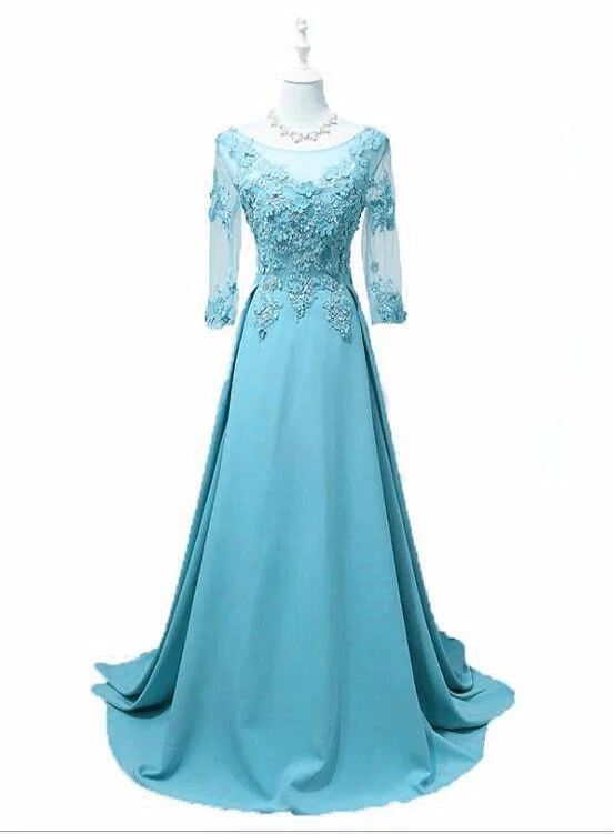 Elegant Round Neckline Blue Floor Length Party Dress, Blue Bridesmaid Dress prom dress cg13282 Tunics Lace romantic Elegant Round Neckline Blue Floor Length Party Dress, Blue Bridesmaid Dress prom dress cg13282 Tunics Lace romantic
