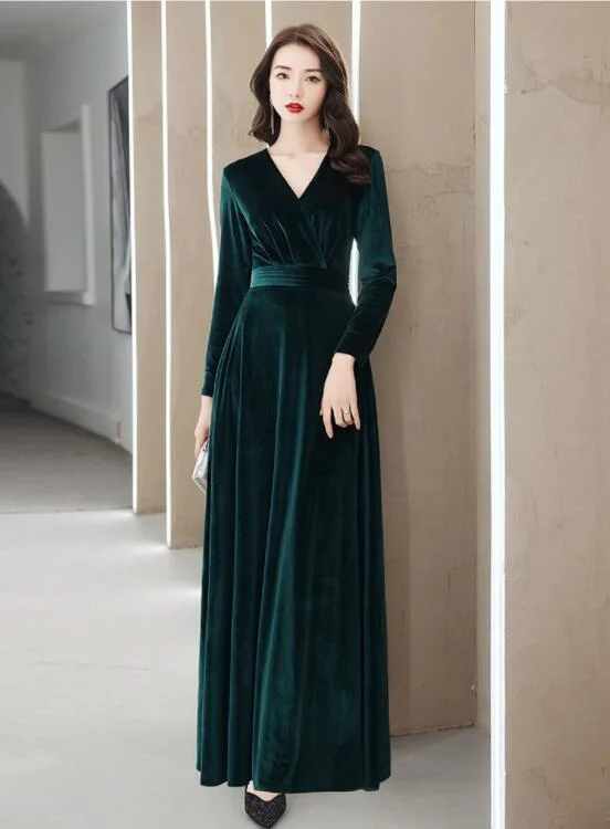 Elegant Velvet Long Sleeves V-Neckline Prom Dress. Velvet Bridesmaid Dress Party Dress cg21074 Tunics Recommended stylist Elegant Velvet Long Sleeves V-Neckline Prom Dress. Velvet Bridesmaid Dress Party Dress cg21074 Tunics Recommended stylist