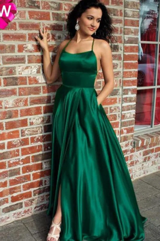 Emerald Green Spaghetti Strap Split Prom Sexy Long Evening Dress with Slit Tunics Timeless classic Emerald Green Spaghetti Strap Split Prom Sexy Long Evening Dress with Slit Tunics Timeless classic