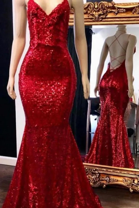 Exquisite Fabulous Fascinating Sparkly Sequins Prom Dress Mermaid with Spaghetti Straps Long Party Dresses Crew Neckline Casual Exquisite Fabulous Fascinating Sparkly Sequins Prom Dress Mermaid with Spaghetti Straps Long Party Dresses Crew Neckline Casual
