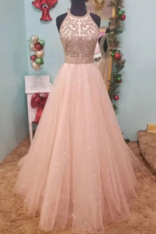 Floor Length Jewel Sleeveless Prom with Beading Sparkly Tulle Party Dress Tunics Travel practical Floor Length Jewel Sleeveless Prom with Beading Sparkly Tulle Party Dress Tunics Travel practical