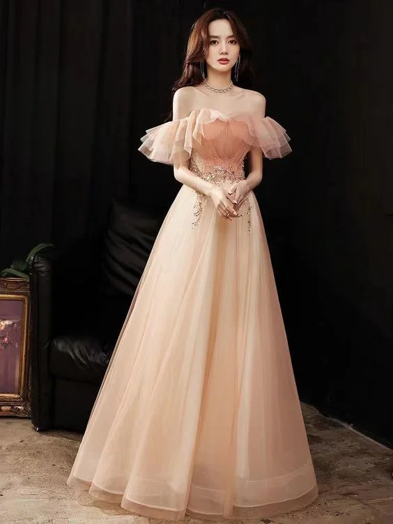 Flounce Collar Evening Dress, Off Shoulder Bridesmaid Dress Long Prom Dress cg22198 Tunics Modern contemporary Flounce Collar Evening Dress, Off Shoulder Bridesmaid Dress Long Prom Dress cg22198 Tunics Modern contemporary