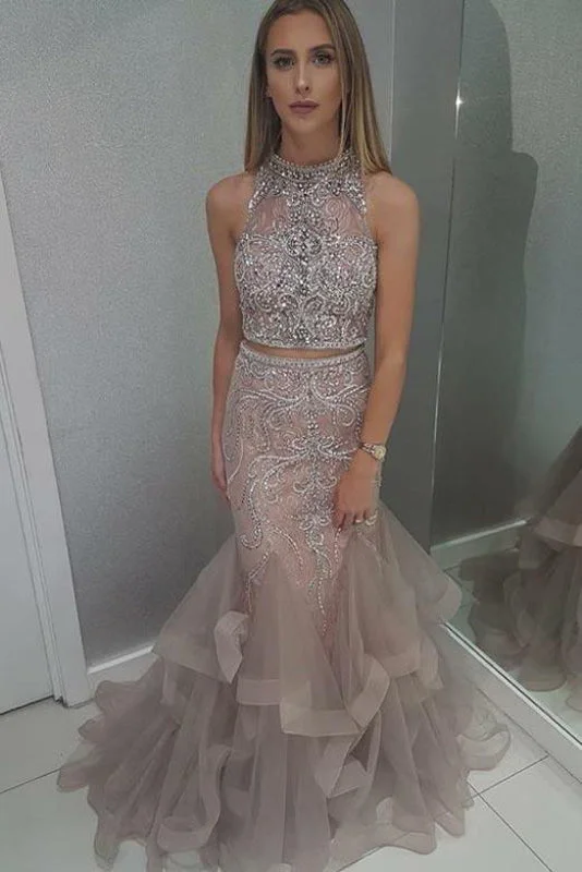 Glorious Graceful Eye-catching Two Piece Sleeveless Prom with Beading Floor Length Tulle Evening Dress Tunics Chinos classic Glorious Graceful Eye-catching Two Piece Sleeveless Prom with Beading Floor Length Tulle Evening Dress Tunics Chinos classic