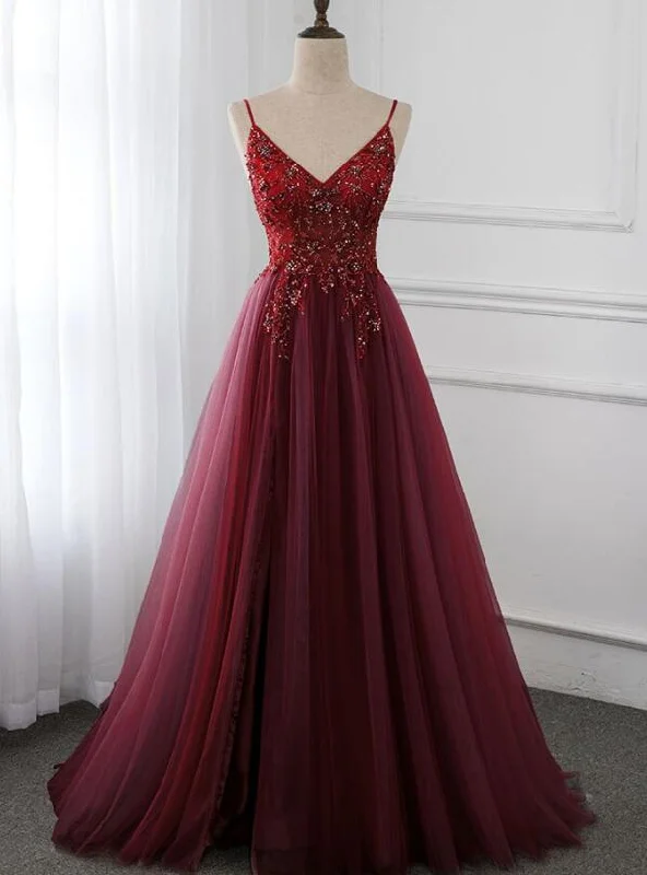 Gorgeous Wine Red Beaded Floor Length Party Dress,Burgundy Junior Prom Dress Tunics Evening elegant Gorgeous Wine Red Beaded Floor Length Party Dress,Burgundy Junior Prom Dress Tunics Evening elegant