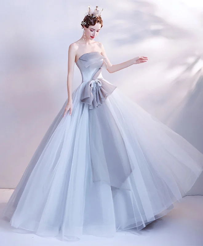 Gray Aline Tulle Long Prom Dress, Formal Gray Formal Party Dress Tunics Favorite customer Gray Aline Tulle Long Prom Dress, Formal Gray Formal Party Dress Tunics Favorite customer