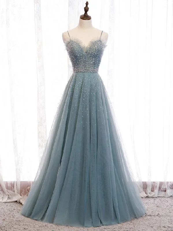Green Sweetheart Neck Tulle Sequin Long Prom Dress Green Evening Dress empire Waist empire Green Sweetheart Neck Tulle Sequin Long Prom Dress Green Evening Dress empire Waist empire