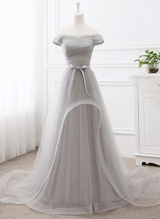 Grey Tulle Party Dress , Tulle Long Formal Gown , New Long Grey Gown Tunics Trousers formal Grey Tulle Party Dress , Tulle Long Formal Gown , New Long Grey Gown Tunics Trousers formal