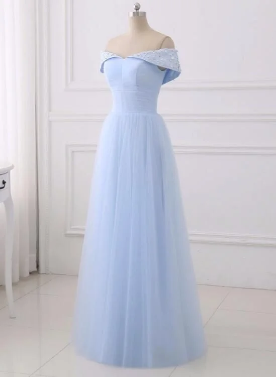 Light Blue Simple Bridesmaid Dresses, Off Shoulder Party Dress, Simple Tulle Junior Prom Dress, cg4012 Tunics Chic elegant Light Blue Simple Bridesmaid Dresses, Off Shoulder Party Dress, Simple Tulle Junior Prom Dress, cg4012 Tunics Chic elegant