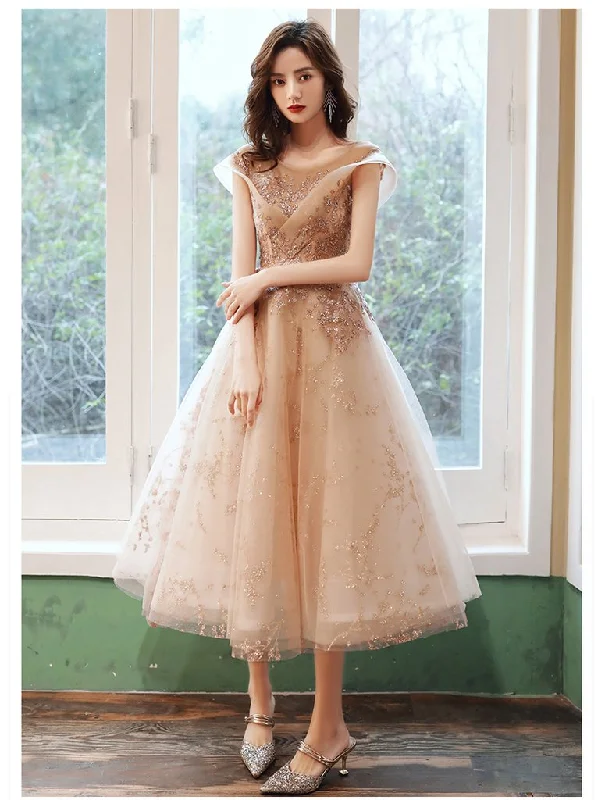 Light Champagne Applique Tulle Cap Sleeves Party Dress Prom Dress Bridesmaid Dress cg16877 High-Low Hemline Casual Light Champagne Applique Tulle Cap Sleeves Party Dress Prom Dress Bridesmaid Dress cg16877 High-Low Hemline Casual