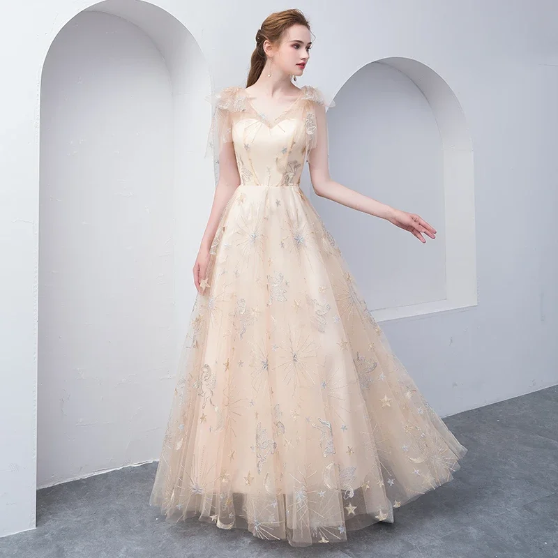 Light Champagne Lovely A-Line Floor Length Party Dress, Cute Tulle Bridesmaid Dress prom dress evening dress cg20677 Tunics Essential wardrobe Light Champagne Lovely A-Line Floor Length Party Dress, Cute Tulle Bridesmaid Dress prom dress evening dress cg20677 Tunics Essential wardrobe