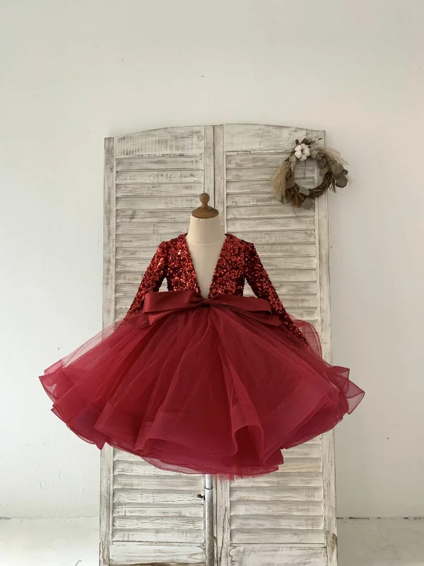 Sequin Tulle V Neck Wedding Party Flower Girl Dress Kids Party Dress TUTU Princess Tunics Travel practical Sequin Tulle V Neck Wedding Party Flower Girl Dress Kids Party Dress TUTU Princess Tunics Travel practical